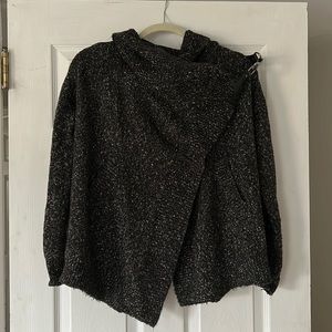 Black speckled clip wrap sweater